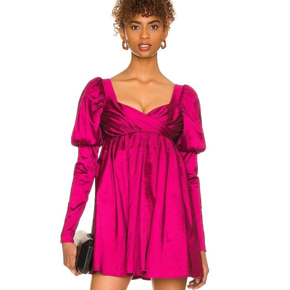 Lovers + Friends Dresses & Skirts - Posh Raspberry Fraya Mini Puff Sleeve Babydoll Dress